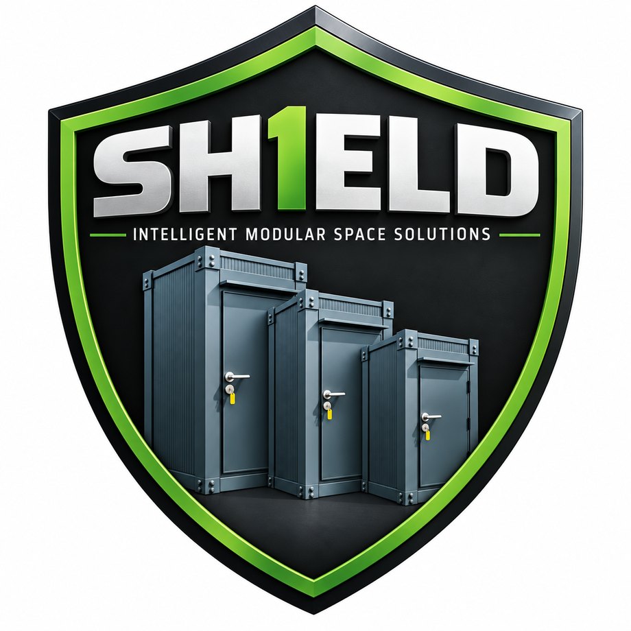 Sh1eld shield logo showing three steel insulated rooms